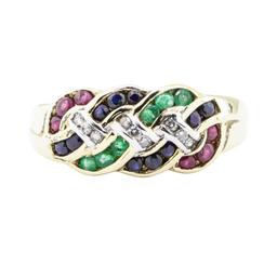 1.38 ctw Multi-colored Gemstone Ring - 14KT Yellow Gold