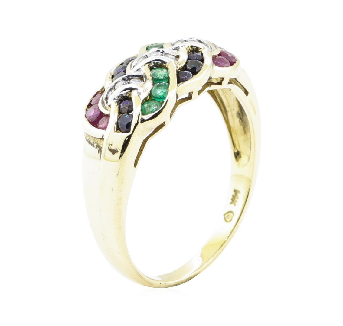 1.38 ctw Multi-colored Gemstone Ring - 14KT Yellow Gold