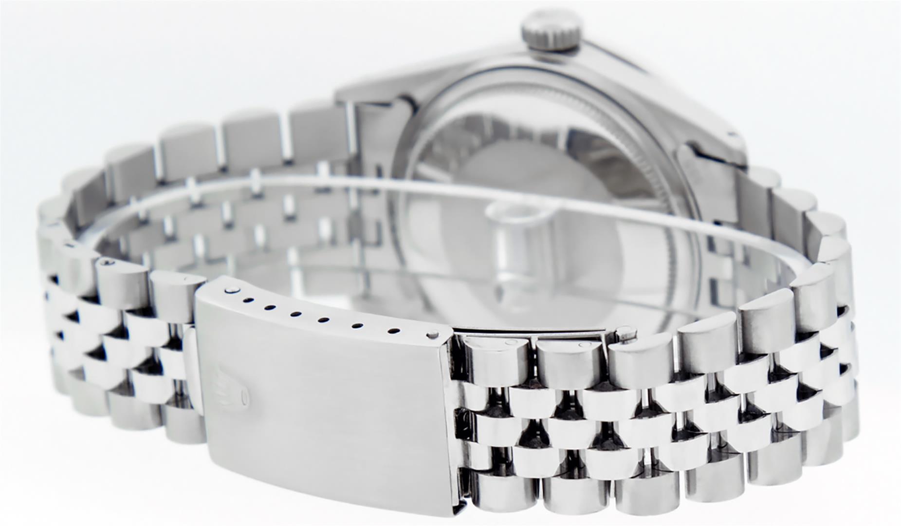 Rolex Mens Stainless Steel Pink Diamond & Ruby 36MM Datejust Wristwatch