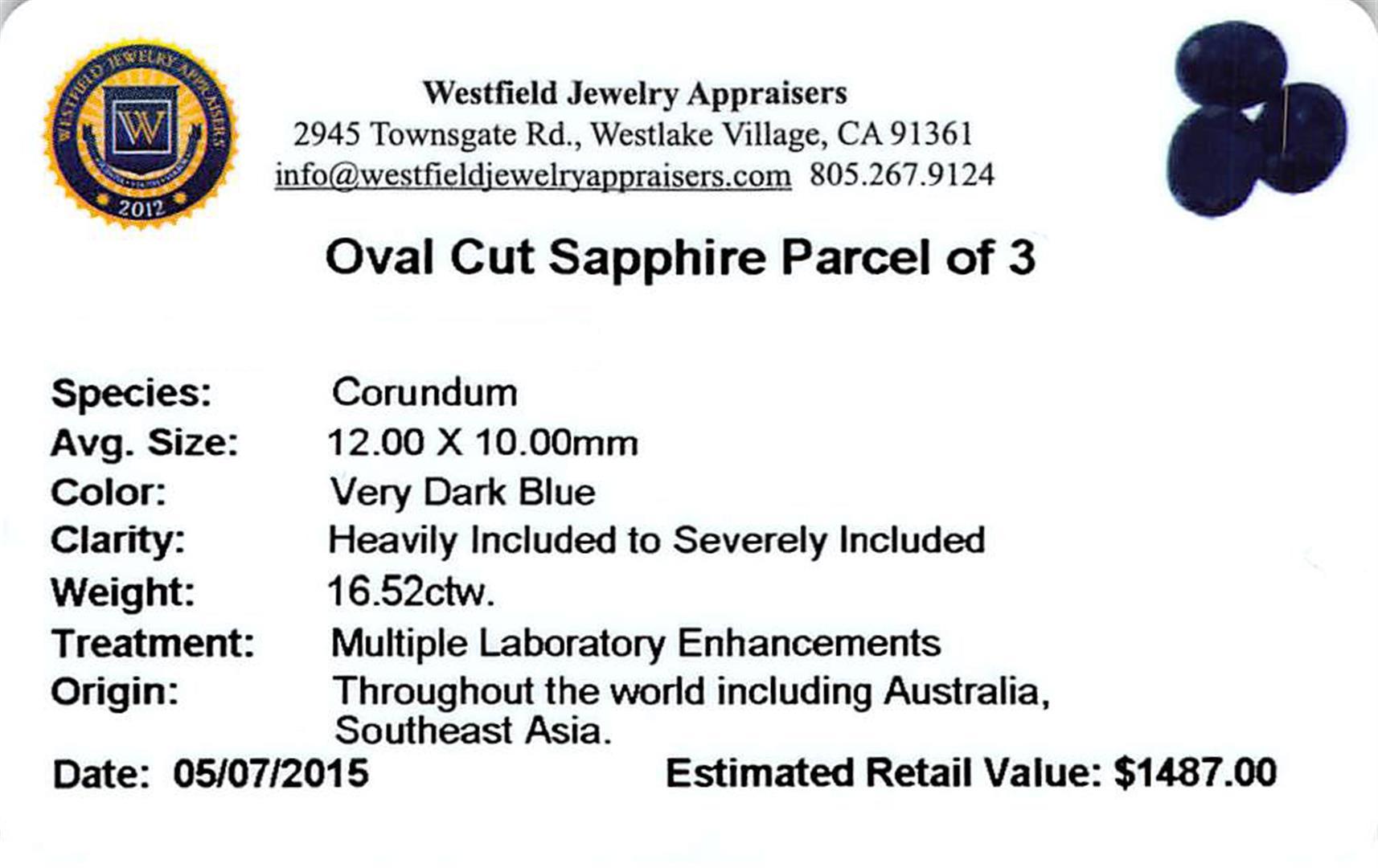 16.52 ctw Oval Cut Sapphire Parcel