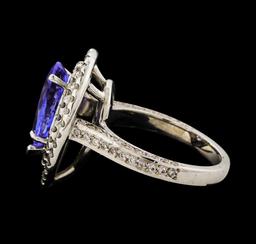 3.12 ctw Tanzanite and Diamond Ring - 14KT White Gold