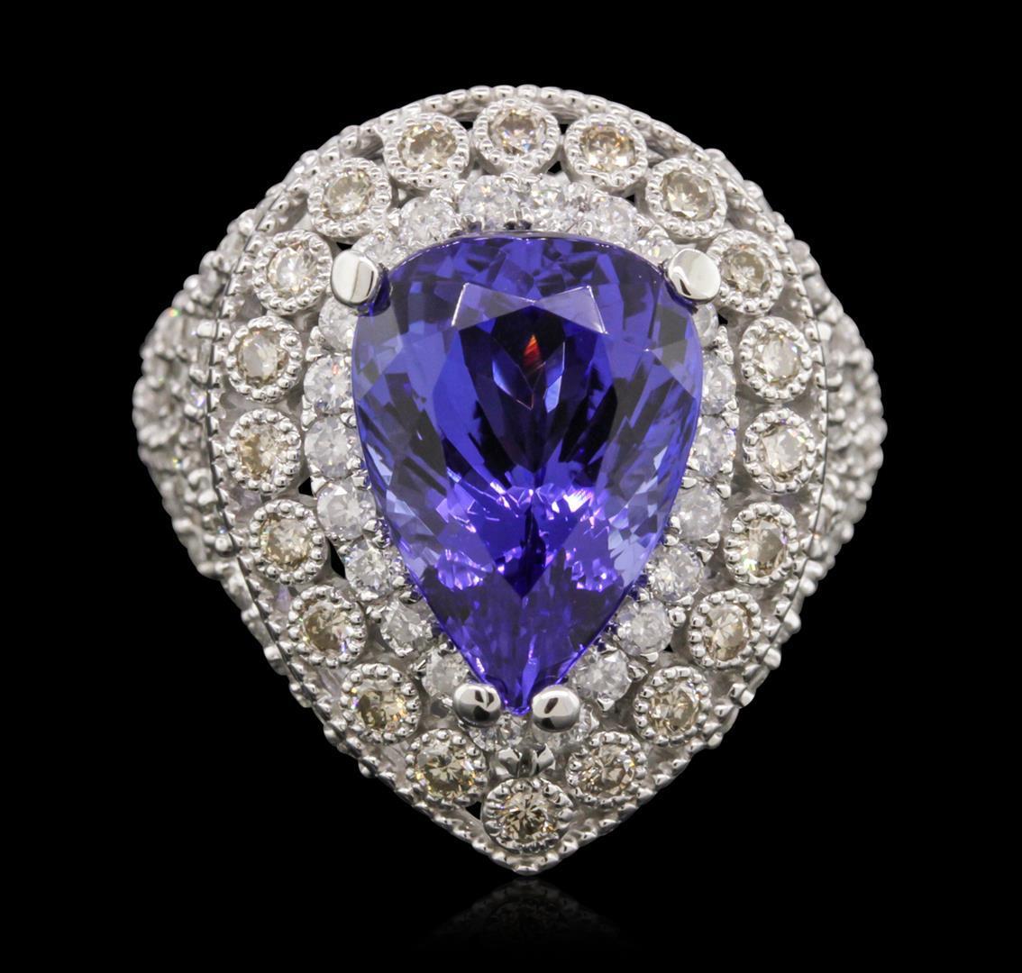 14KT White Gold 9.78 ctw Tanzanite and Diamond Ring