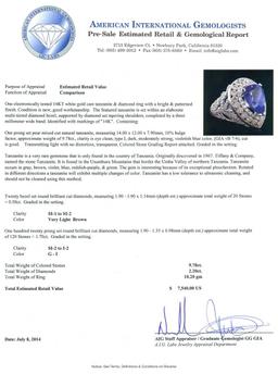 14KT White Gold 9.78 ctw Tanzanite and Diamond Ring