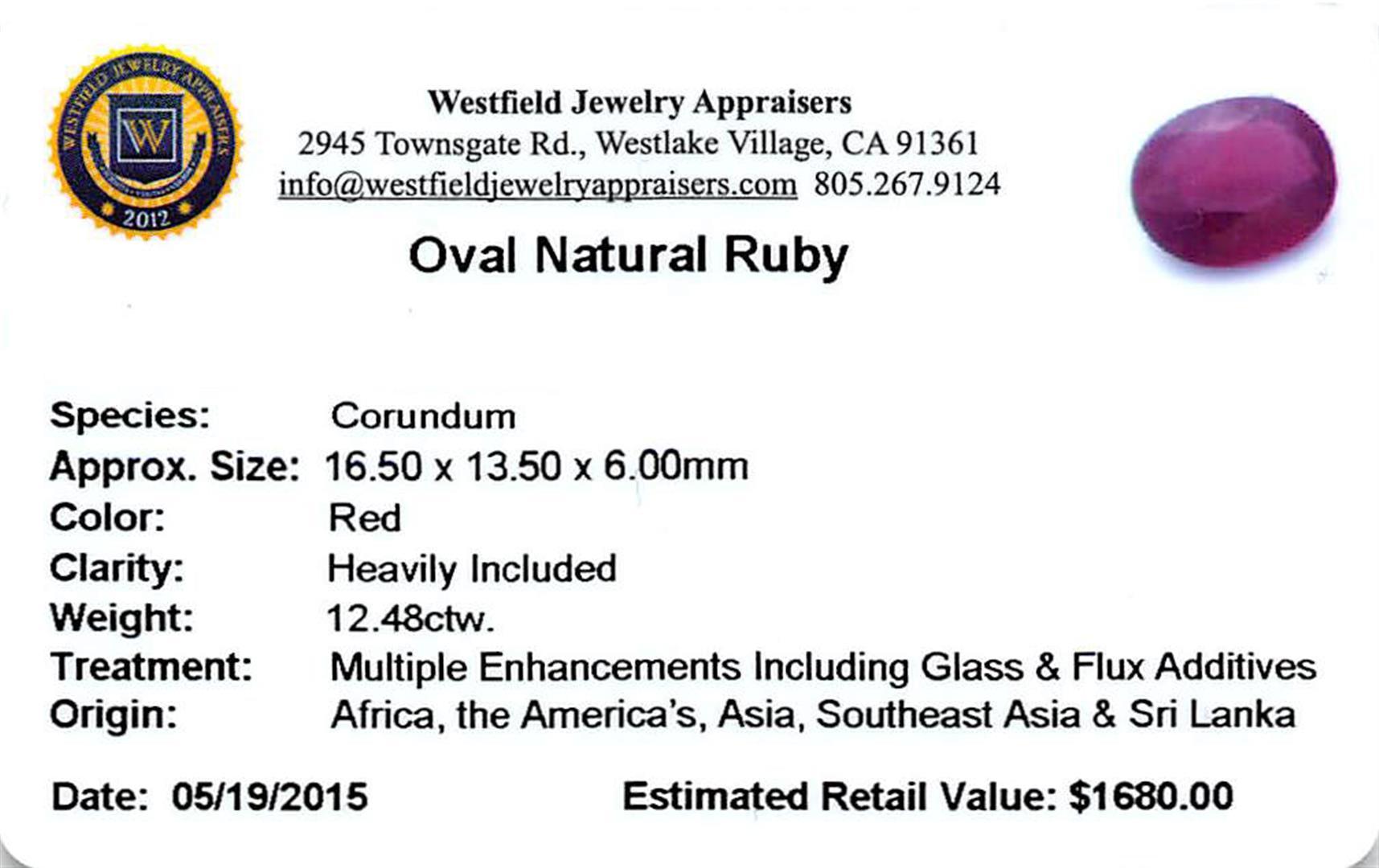 12.48 ctw Oval Ruby Parcel