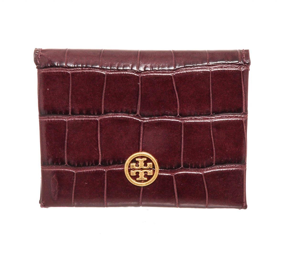 Tory Burch Brown Embossed Parker Foldable Wallet