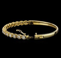 1.57 ctw Diamond Bangle Bracelet - 14KT Yellow Gold