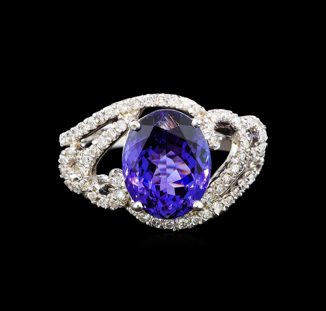 14KT White Gold 4.55 ctw Tanzanite and Diamond Ring