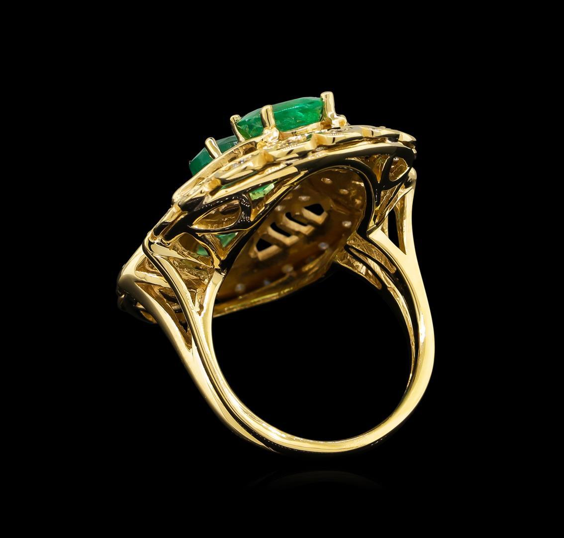 4.70 ctw Emerald and Diamond Ring - 14KT Yellow Gold