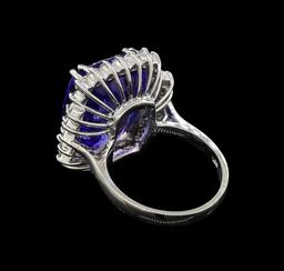 15.75 ctw Tanzanite and Diamond Ring - 14KT White Gold