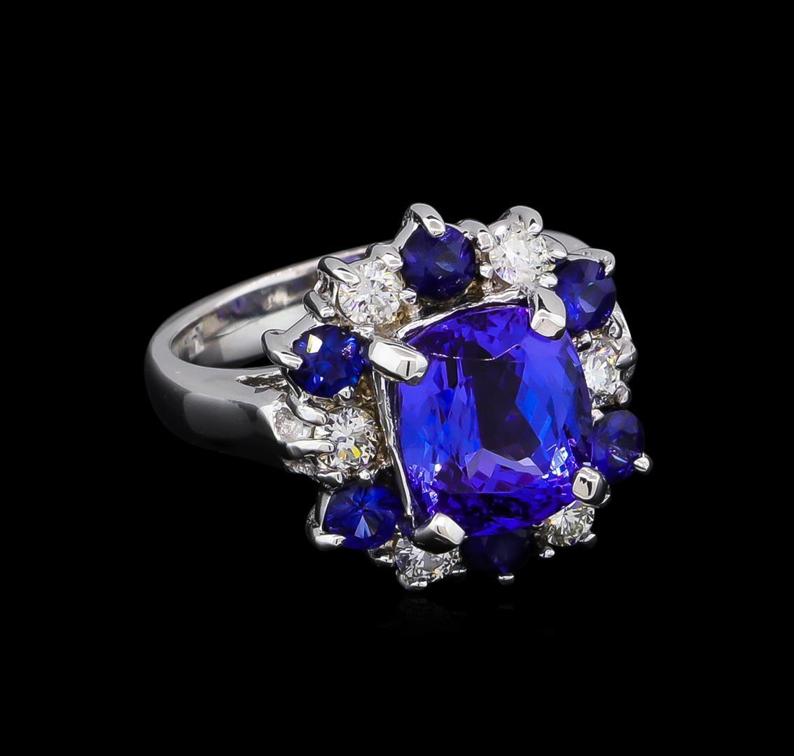 3.65 ctw Tanzanite, Sapphire and Diamond Ring - 14KT White Gold