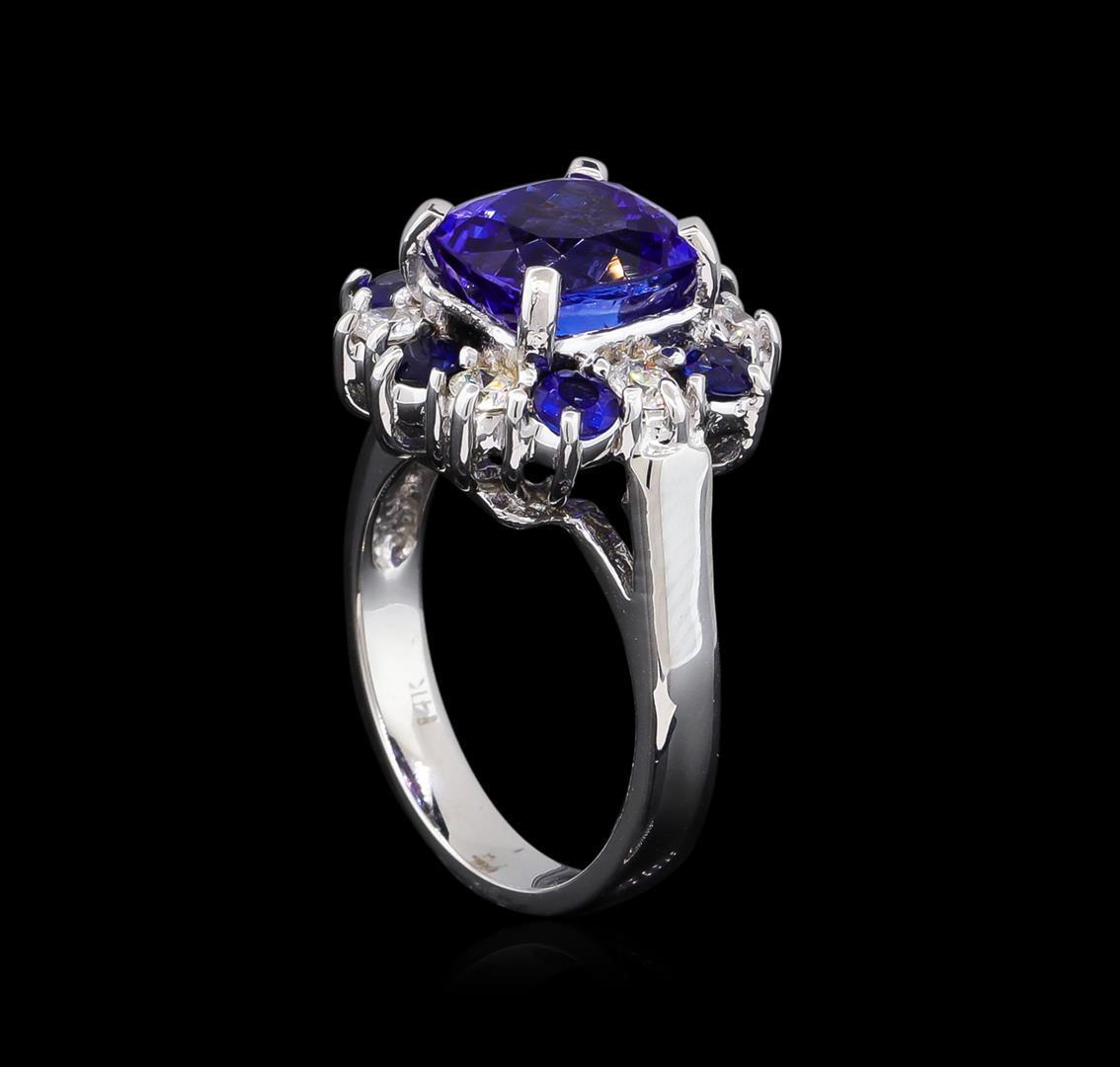 3.65 ctw Tanzanite, Sapphire and Diamond Ring - 14KT White Gold