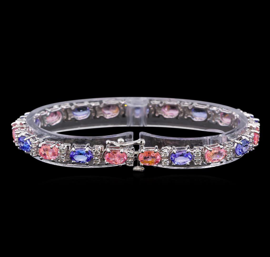 14KT White Gold 6.30 ctw Sapphire, Tanzanite and Diamond Bracelet