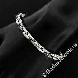 18kt White Gold 8.33 ctw Round White and Black Diamond Cable Link Bracelet