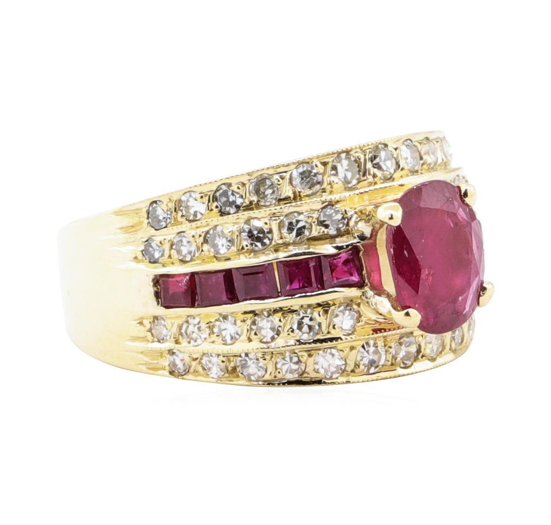 2.50 ctw Ruby and Diamond Ring - 14KT Yellow Gold