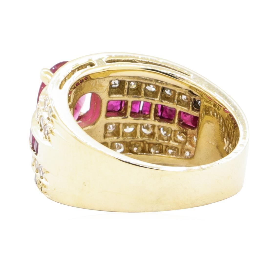 2.50 ctw Ruby and Diamond Ring - 14KT Yellow Gold