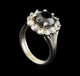 4.42 ctw Black Diamond Ring - 14KT White Gold