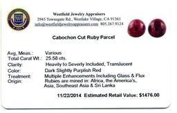 25.58 ctw. Cabochon Cut Ruby Parcel