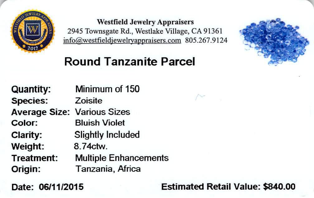 8.74 ctw Round Mixed Tanzanite Parcel