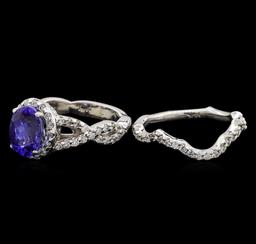 14KT White Gold 1.95 ctw Tanzanite and Diamond Wedding Ring Set