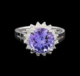 14KT White Gold 4.76 ctw Tanzanite and Diamond Ring