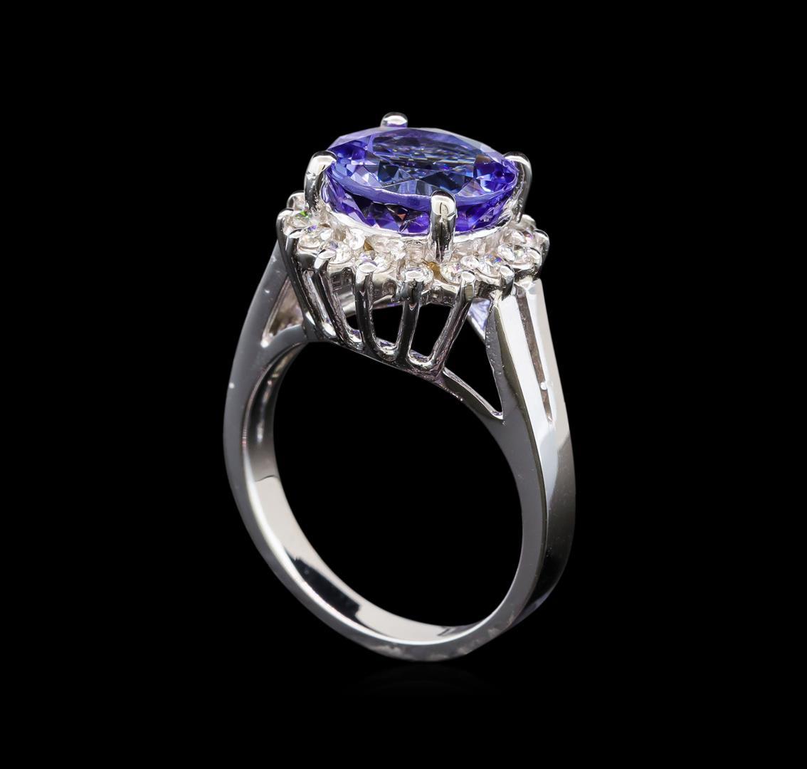 14KT White Gold 4.76 ctw Tanzanite and Diamond Ring