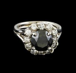 4.42 ctw Black Diamond Ring - 14KT White Gold