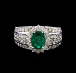 14KT White Gold 1.41 ctw Emerald and Diamond Ring