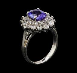 2.17 ctw Tanzanite and Diamond Ring - 14KT White Gold