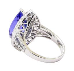 4.17 ctw Tanzanite and Diamond Ring - 14KT White Gold