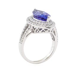 4.17 ctw Tanzanite and Diamond Ring - 14KT White Gold