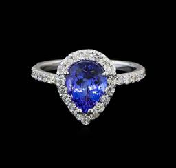 2.20 ctw Tanzanite and Diamond Ring - 14KT White Gold