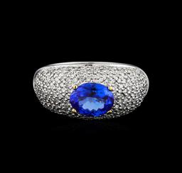 14KT White Gold 1.85 ctw Tanzanite and Diamond Ring