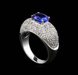 14KT White Gold 1.85 ctw Tanzanite and Diamond Ring