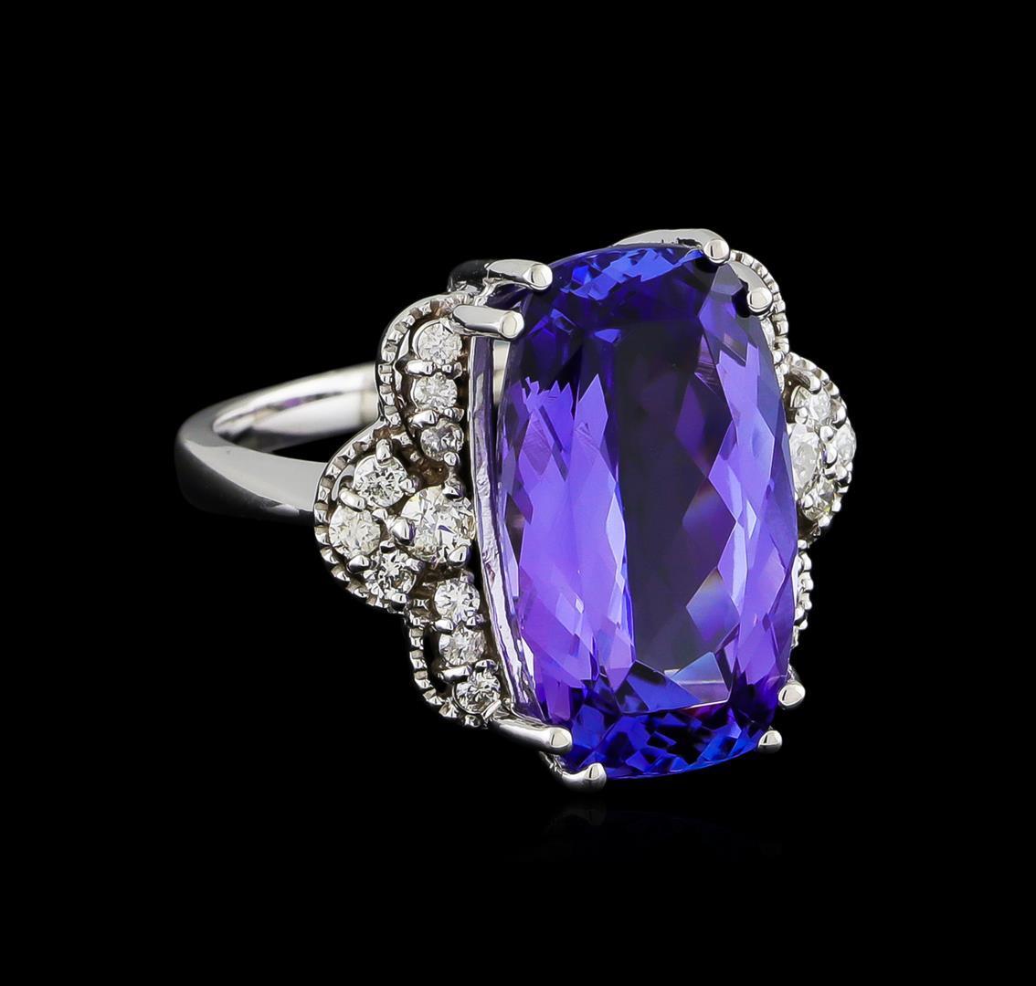 10.50 ctw Tanzanite and Diamond Ring - 14KT White Gold