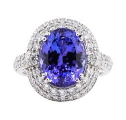 7.05 ctw Tanzanite and Diamond Ring - Platinum