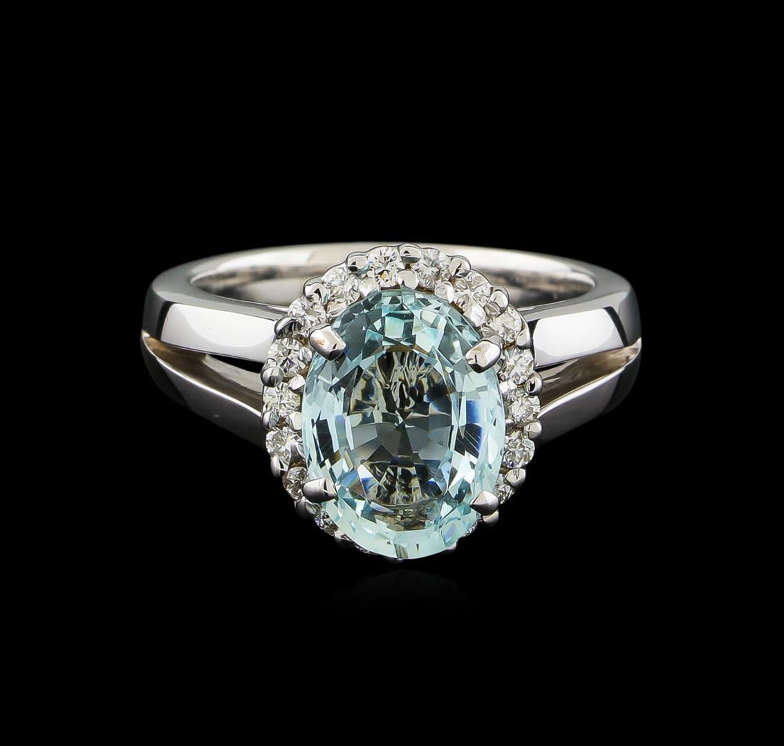 2.8 ctw Aquamarine and Diamond Ring - 14KT White Gold