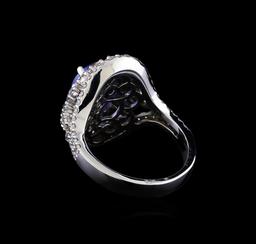 3.47 ctw Tanzanite and Diamond Ring - 14KT White Gold