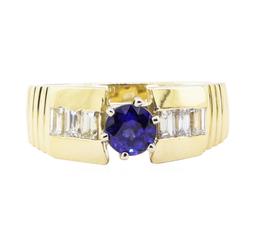 1.30 ctw Sapphire and Diamond Ring - 14KT Yellow Gold