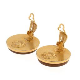 Hermes Gold Leather Clip-on Earrings