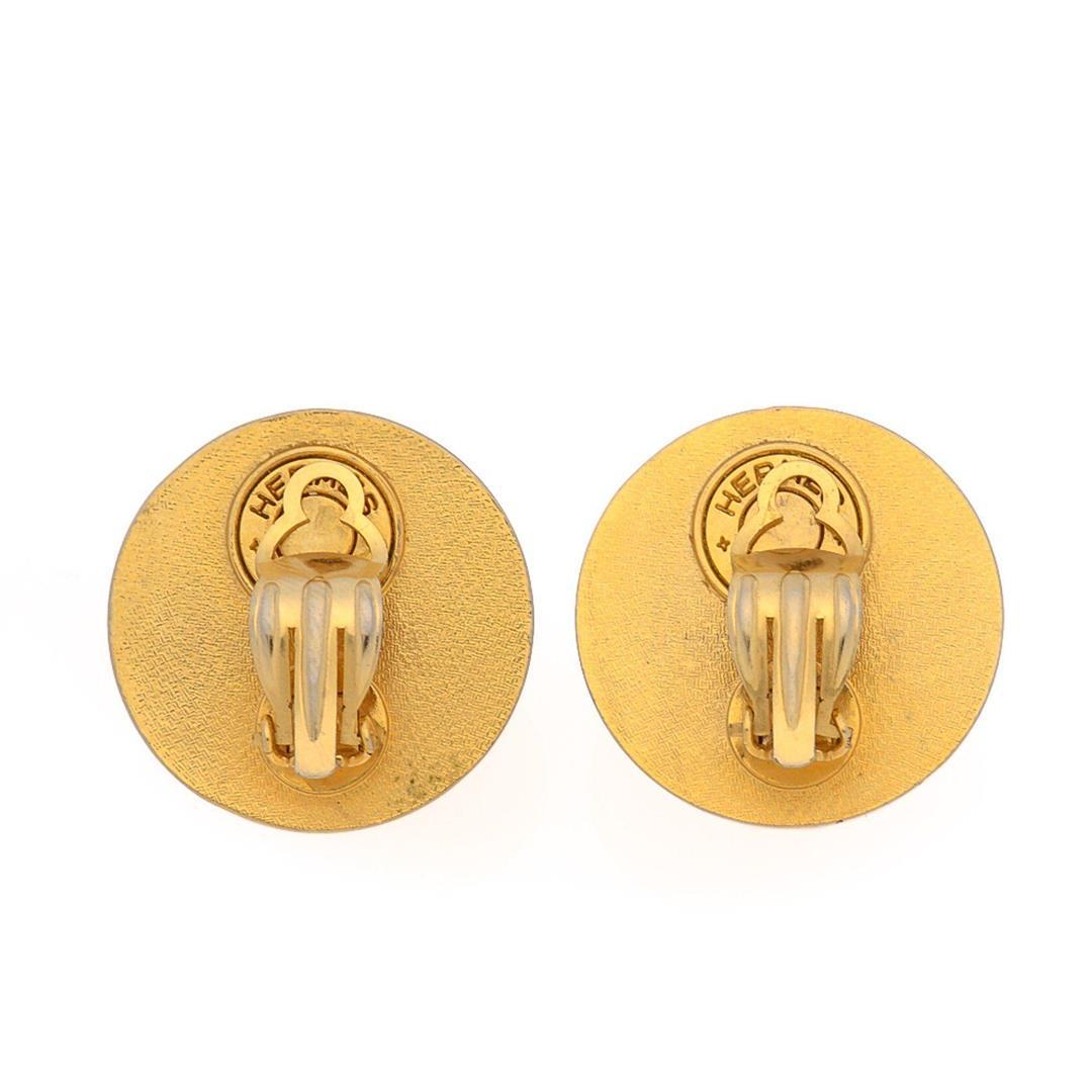 Hermes Gold Leather Clip-on Earrings