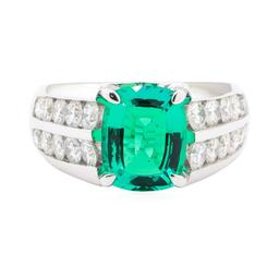 4.25 ctw Lab Created Emerald And Diamond Ring - 18KT White Gold