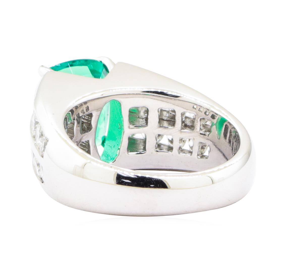 4.25 ctw Lab Created Emerald And Diamond Ring - 18KT White Gold