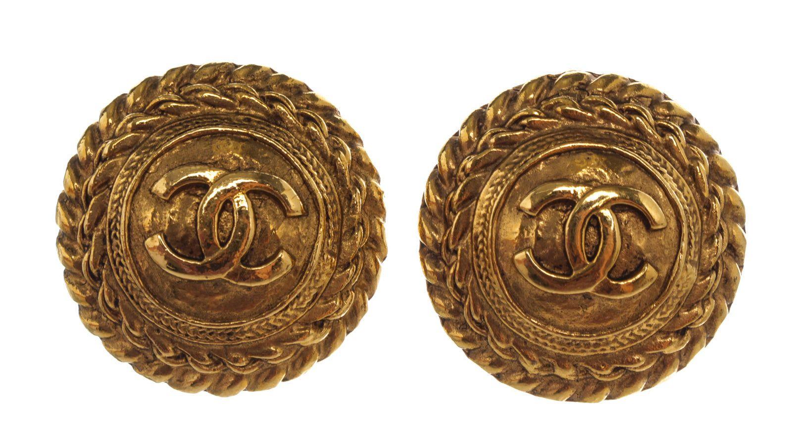 Chanel CC Round Clip-On Earrings