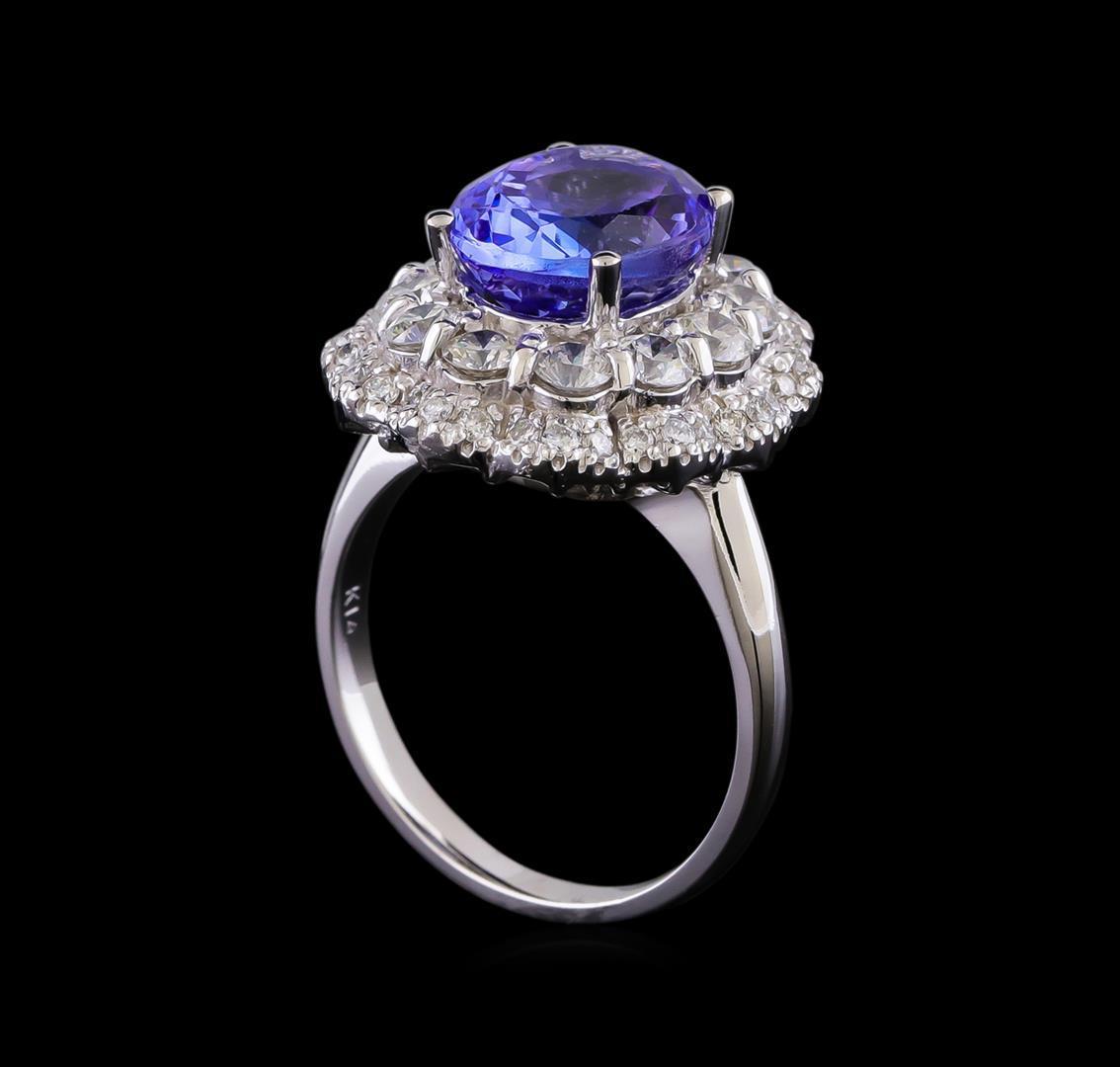 4.70 ctw Tanzanite and Diamond Ring - 14KT White Gold