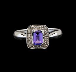 14KT White Gold 0.64 ctw Tanzanite and Diamond Ring