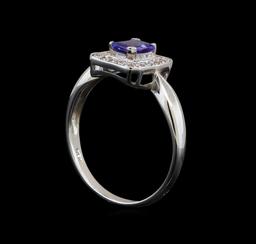 14KT White Gold 0.64 ctw Tanzanite and Diamond Ring