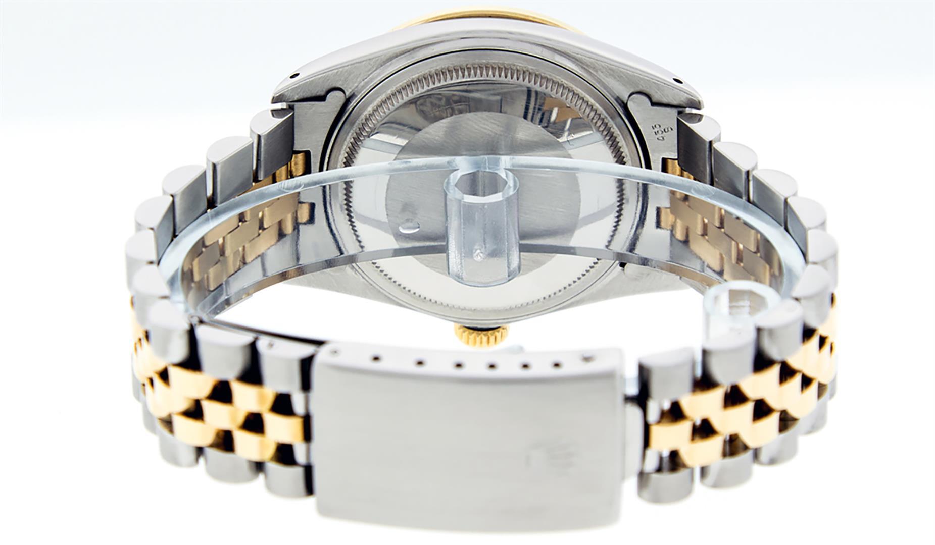 Rolex Mens 2 Tone MOP String Diamond & Sapphire 36MM Datejust Wristwatch
