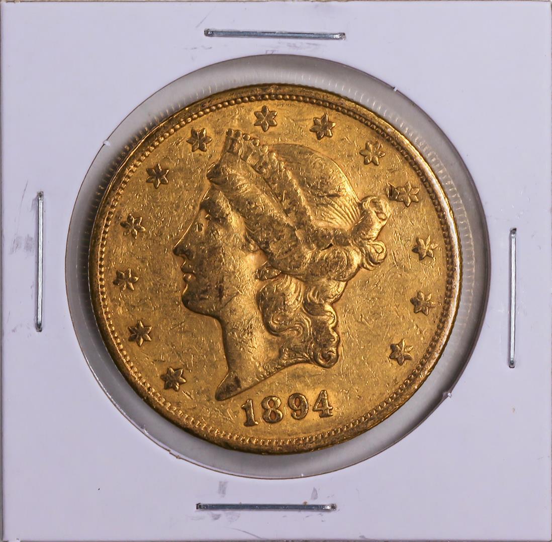 1894 $20 Liberty Head Double Eagle Gold Coin VF