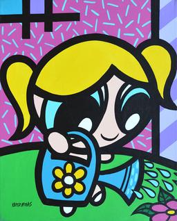 MORAIS **THE POWERPUFF GIRLS (TRIPTYCH) ** SIGNED ORIGINAL ACRYLIC