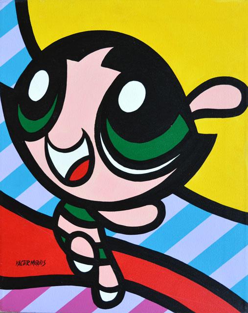 MORAIS **THE POWERPUFF GIRLS (TRIPTYCH) ** SIGNED ORIGINAL ACRYLIC